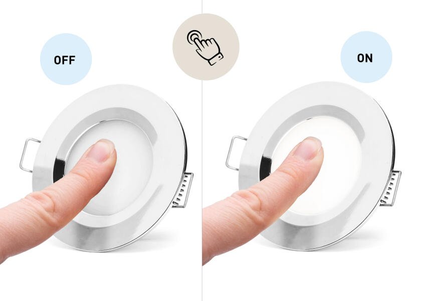 SEATEC LED loftslampe med kontakt / forkromet - SejlStrøm