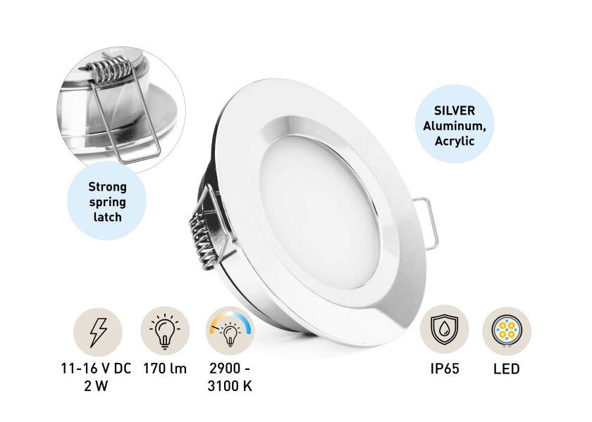 SEATEC LED loftslampe med kontakt / forkromet - SejlStrøm