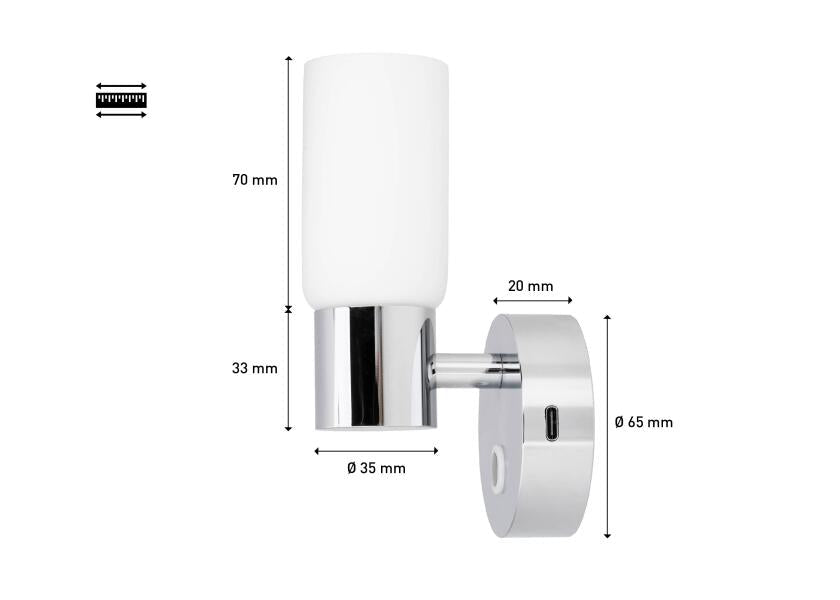 SEATEC LED - væglampe med berøringskontakt og USB - C - opladningsport - SejlStrøm