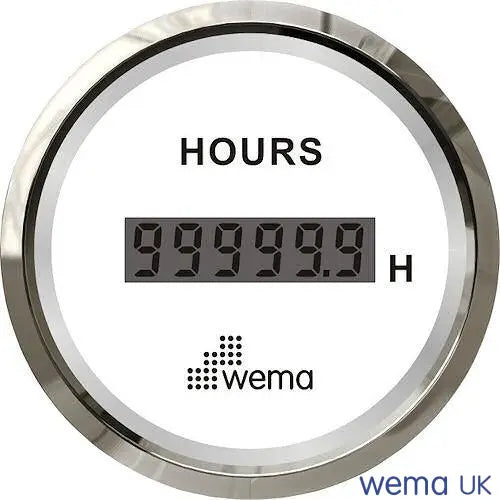 Wema Timetæller LCD 12/24 Volt Hvidt RF
