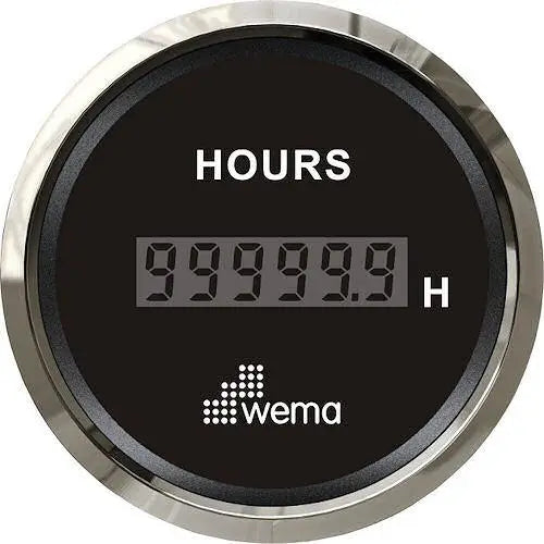 Wema Timetæller LCD 12/24 Volt Sort RF