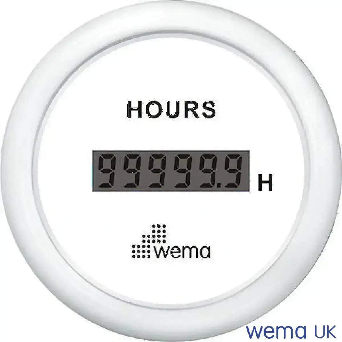 Wema Timetæller LCD 12/24 Volt Hvidt