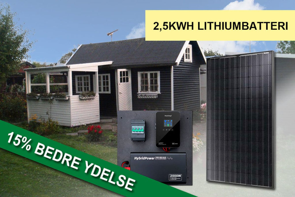 Solcelleanlæg til fritidshus / kolonihavehus off - grid løsning med lithium - batteri - SejlStrøm