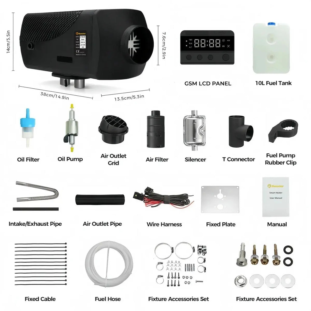 Sunster 8 kW dieselfyr 12/24 V med GSM
