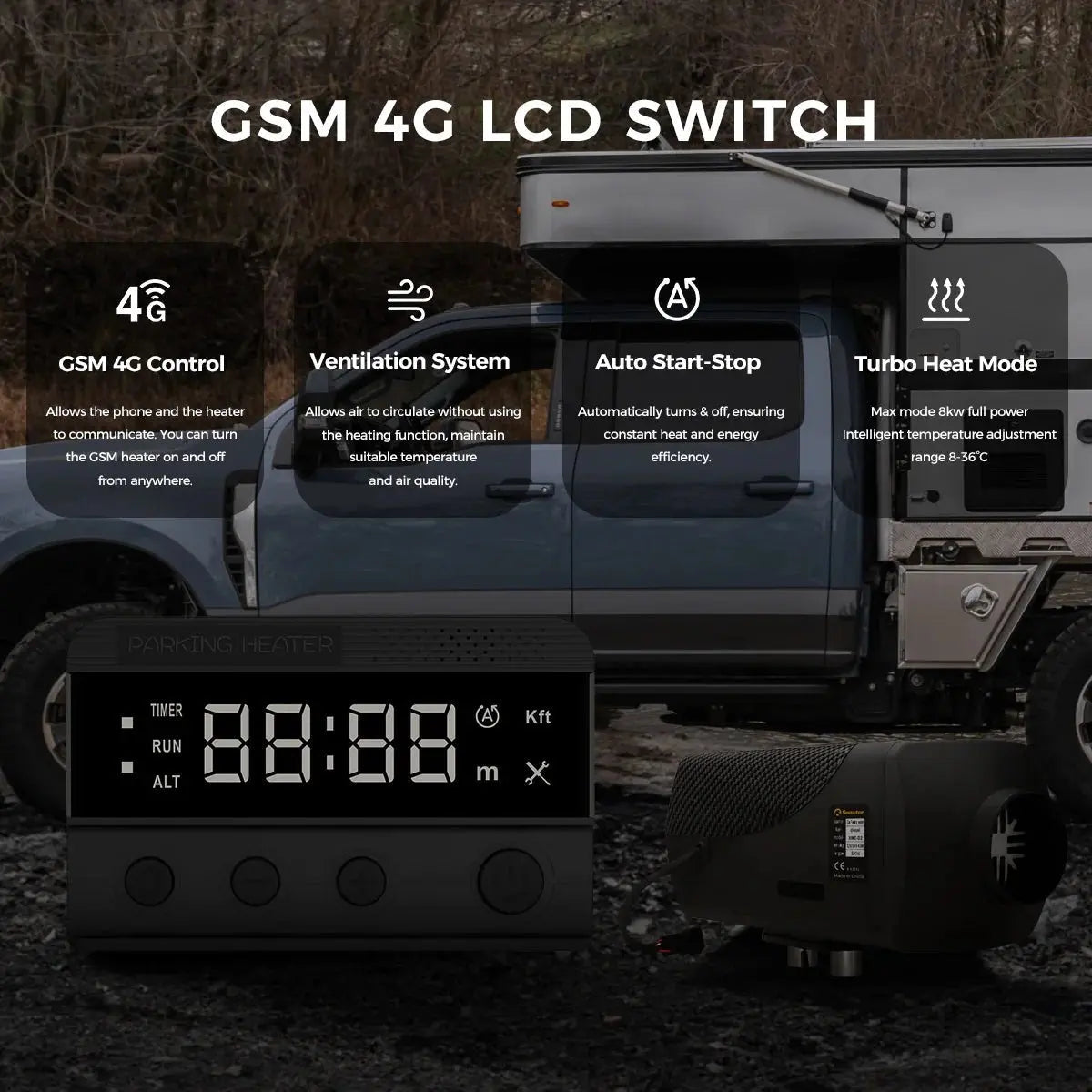 Sunster 8 kW dieselfyr 12/24 V med GSM