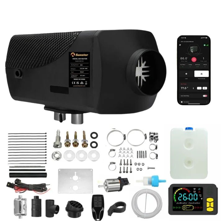 Sunster SH B2 2 kW dieselfyr – splitmodel med Bluetooth