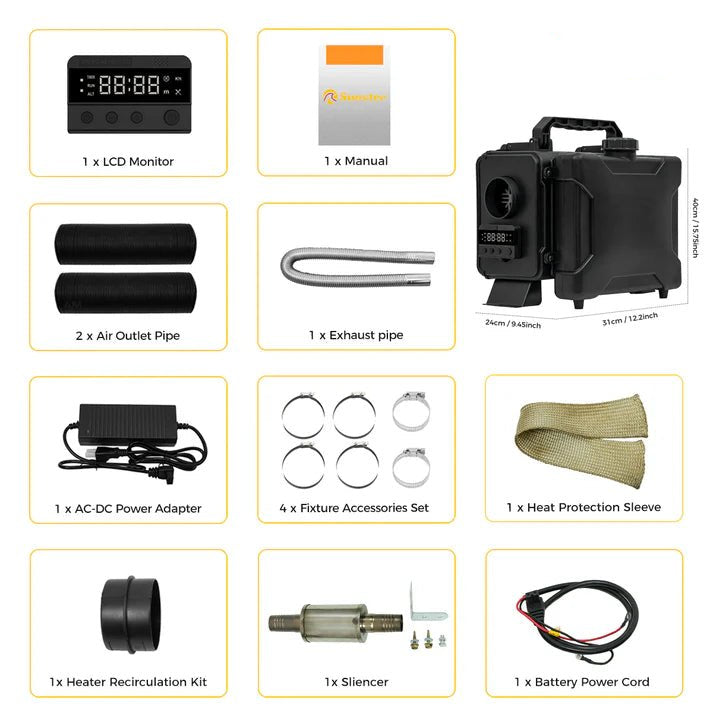 Sunster HTB1 8 kW dieselfyr – Toolbox med GSM/LTE