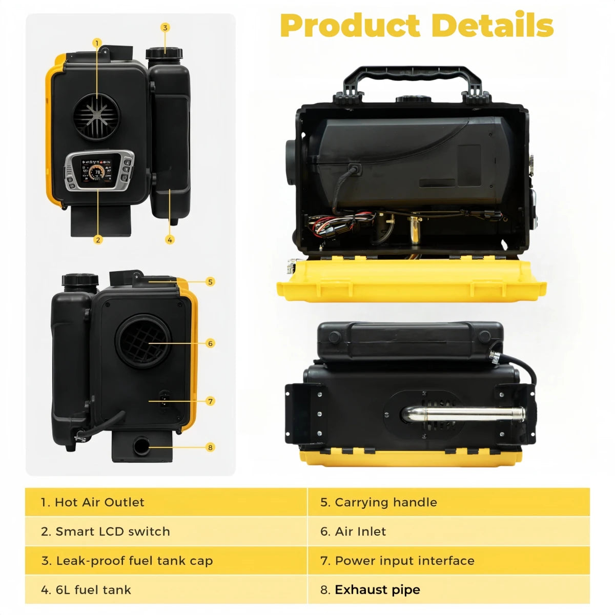 Sunster HTB1 8 kW dieselfyr – Toolbox med Bluetooth