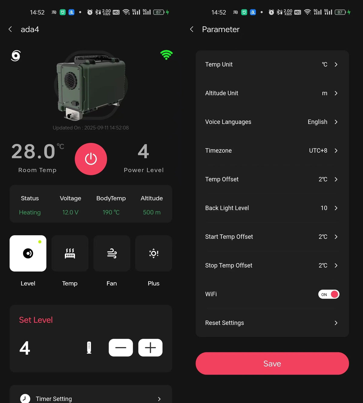 Sunster TB10 8 kW dieselfyr – Toolbox med WiFi og Bluetooth