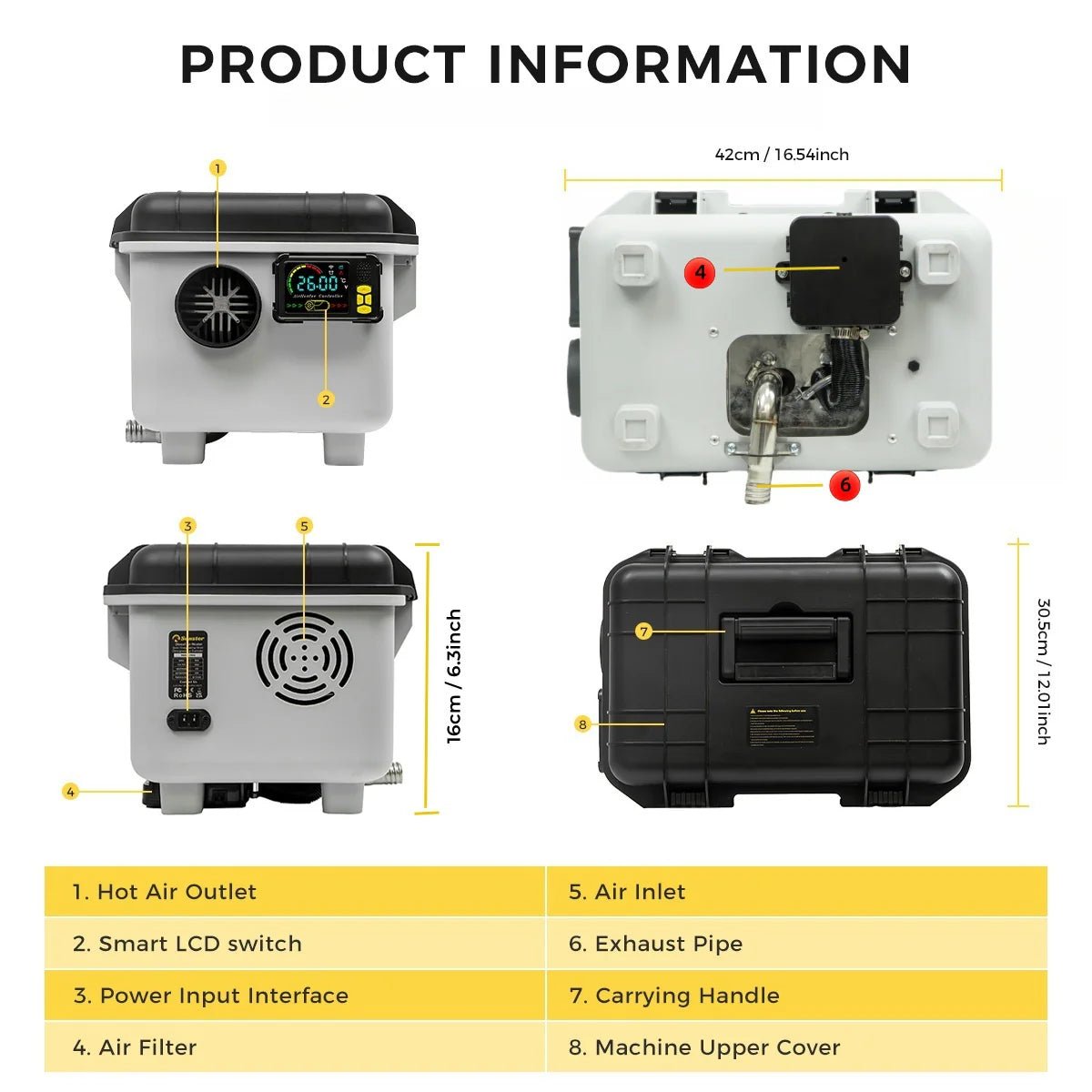 Sunster TB30 8 kW dieselfyr – Toolbox med Bluetooth
