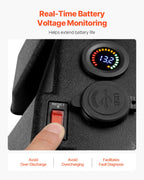 VEVOR smart batterikasse Group 24/31 – voltmeter, USB og Anderson – detaljebillede 6