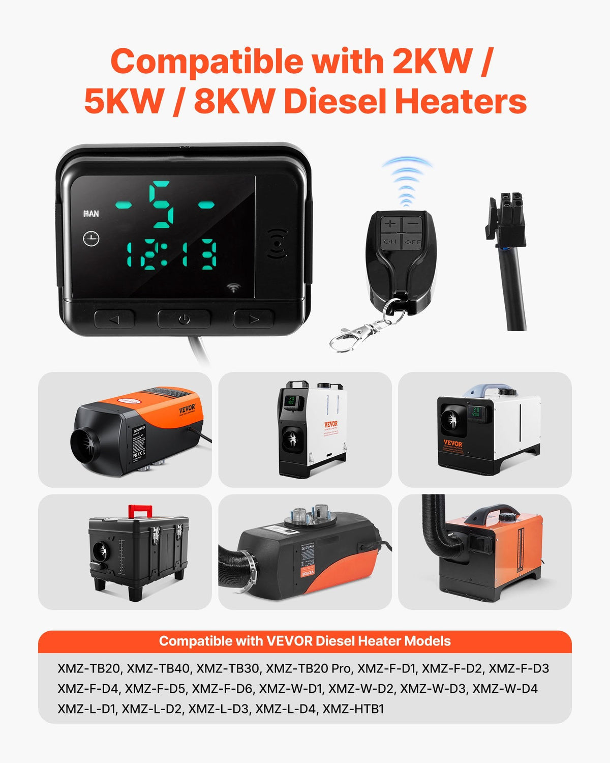 VEVOR LCD-styrepanel 5 V til dieselvarmer – med fjernbetjening – detaljebillede 4