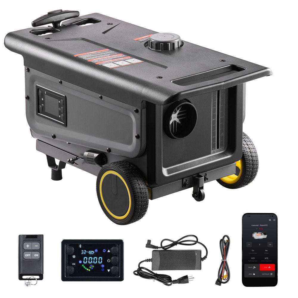 VEVOR dieselvarmer 8 kW 12/24 V – trolley med 5 l tank og Bluetooth