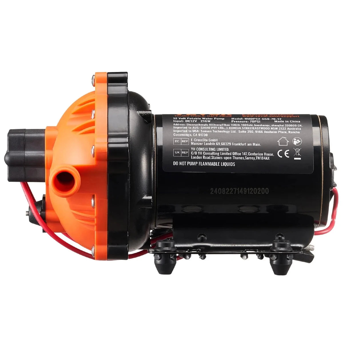 VEVOR 12 V membran vandpumpe – 18,93 L/min med automatisk trykafbryder, 40 - 100 PSI - SejlStrøm