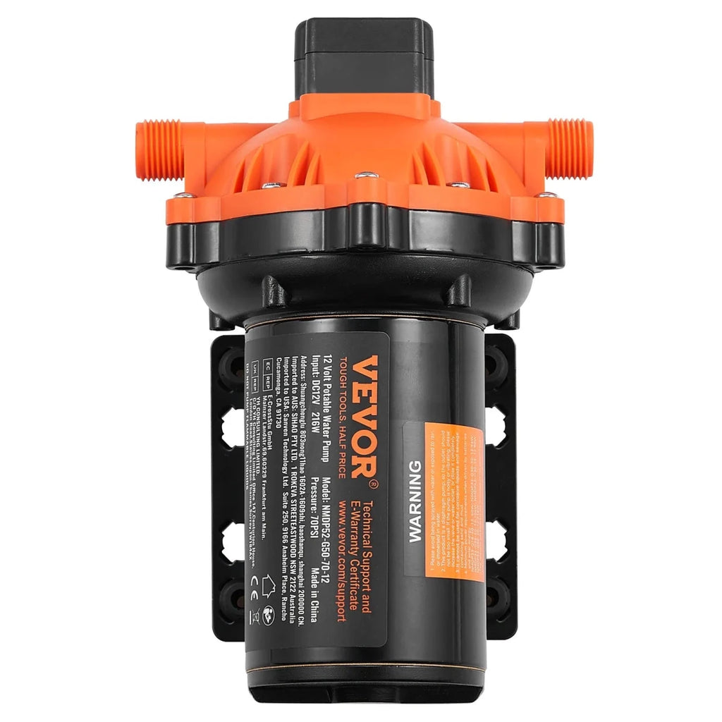 VEVOR 12 V membran vandpumpe – 18,93 L/min med automatisk trykafbryder, 40 - 100 PSI - SejlStrøm