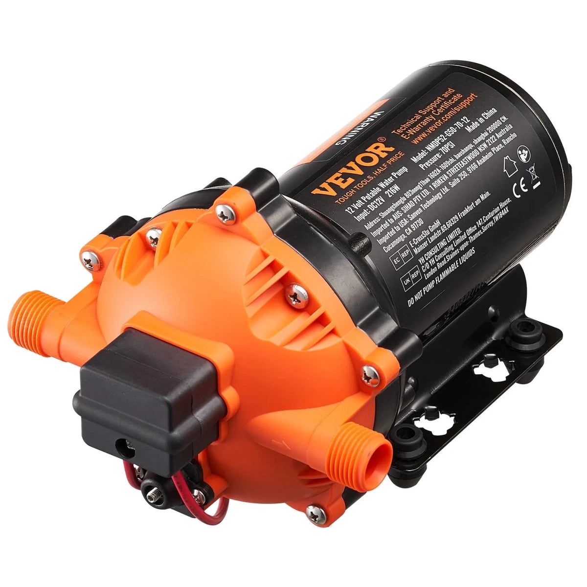 VEVOR 12 V membran vandpumpe – 18,93 L/min med automatisk trykafbryder, 40 - 100 PSI - SejlStrøm