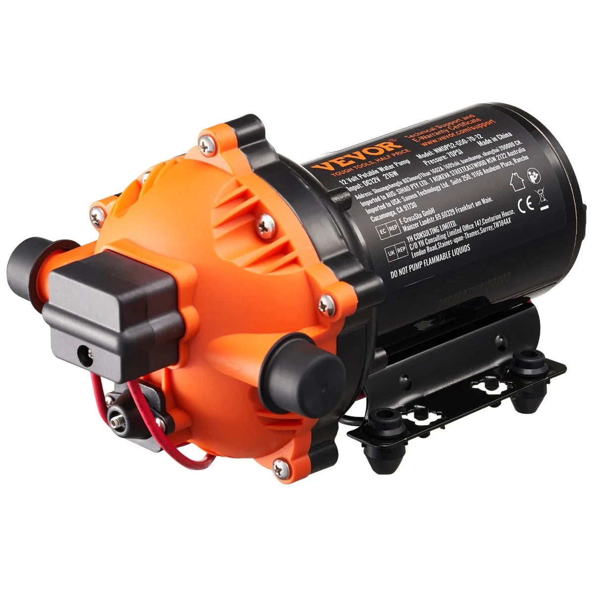 VEVOR 12 V membran vandpumpe – 18,93 L/min med automatisk trykafbryder, 40 - 100 PSI - SejlStrøm
