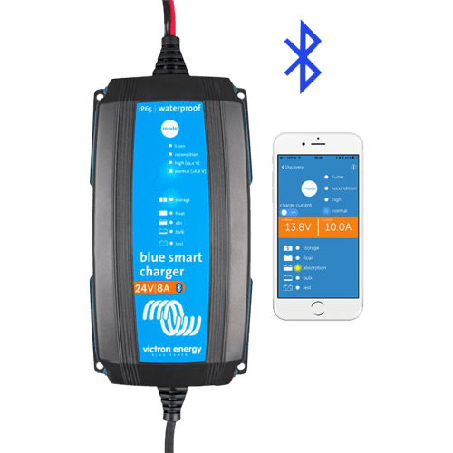 Victron Blue Smart IP65 Charger 24/8 + DC connector – 24 V, 8 A batterioplader med Bluetooth, IP65 - CamperStrøm