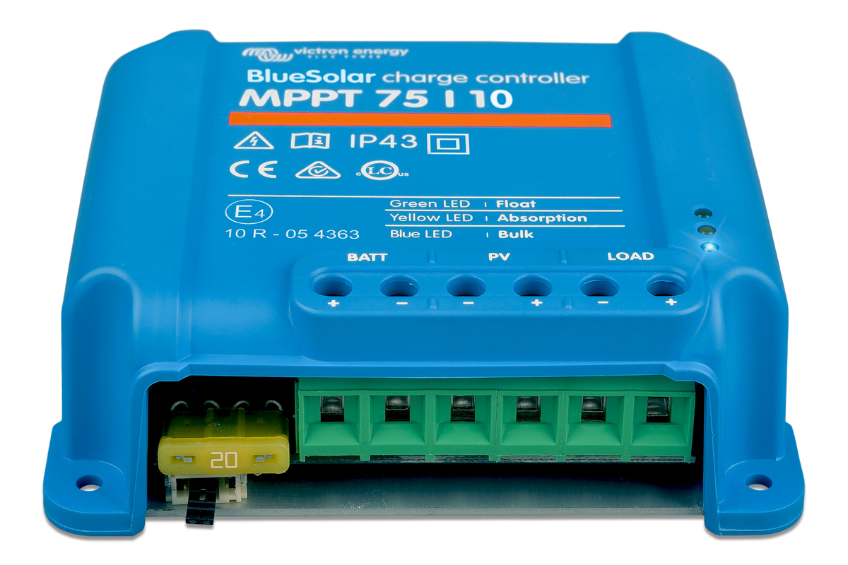 Victron BlueSolar MPPT 75/10 – Solcelle‑Charge Controller (12/24V, 10 A) – originalt produktfoto