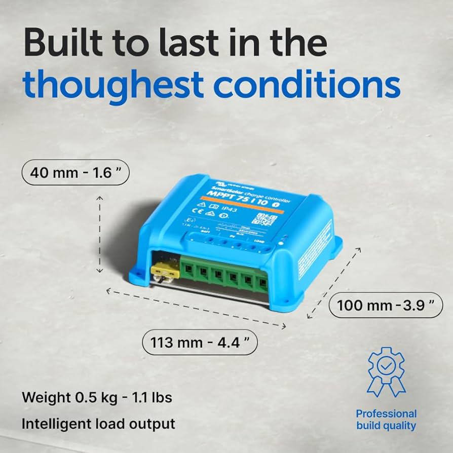 Victron SmartSolar MPPT 75/10 – Solcelle Charge Controller (12/24 V, 10 A) med indbygget Bluetooth - CamperStrøm