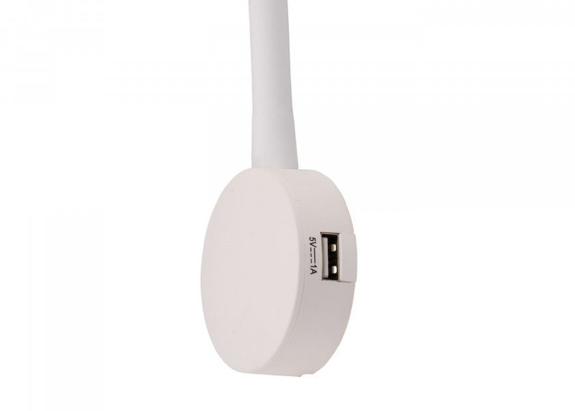 VOLOS LED - læselampe med 2 USB - opladningsporte / hvid - SejlStrøm
