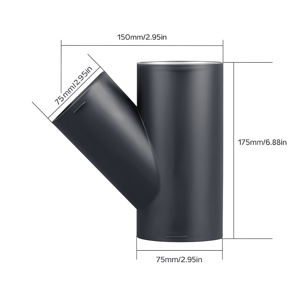 Y - stykke med Sideudgang – Varmluft Fordeling (Ø60 mm & Ø75 mm) - CamperStrøm
